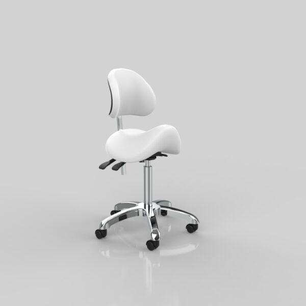 Sgabello Estetica Sedia Girevole Bianco con Schienale Regolabile per Centro Estetico Studio Estetista